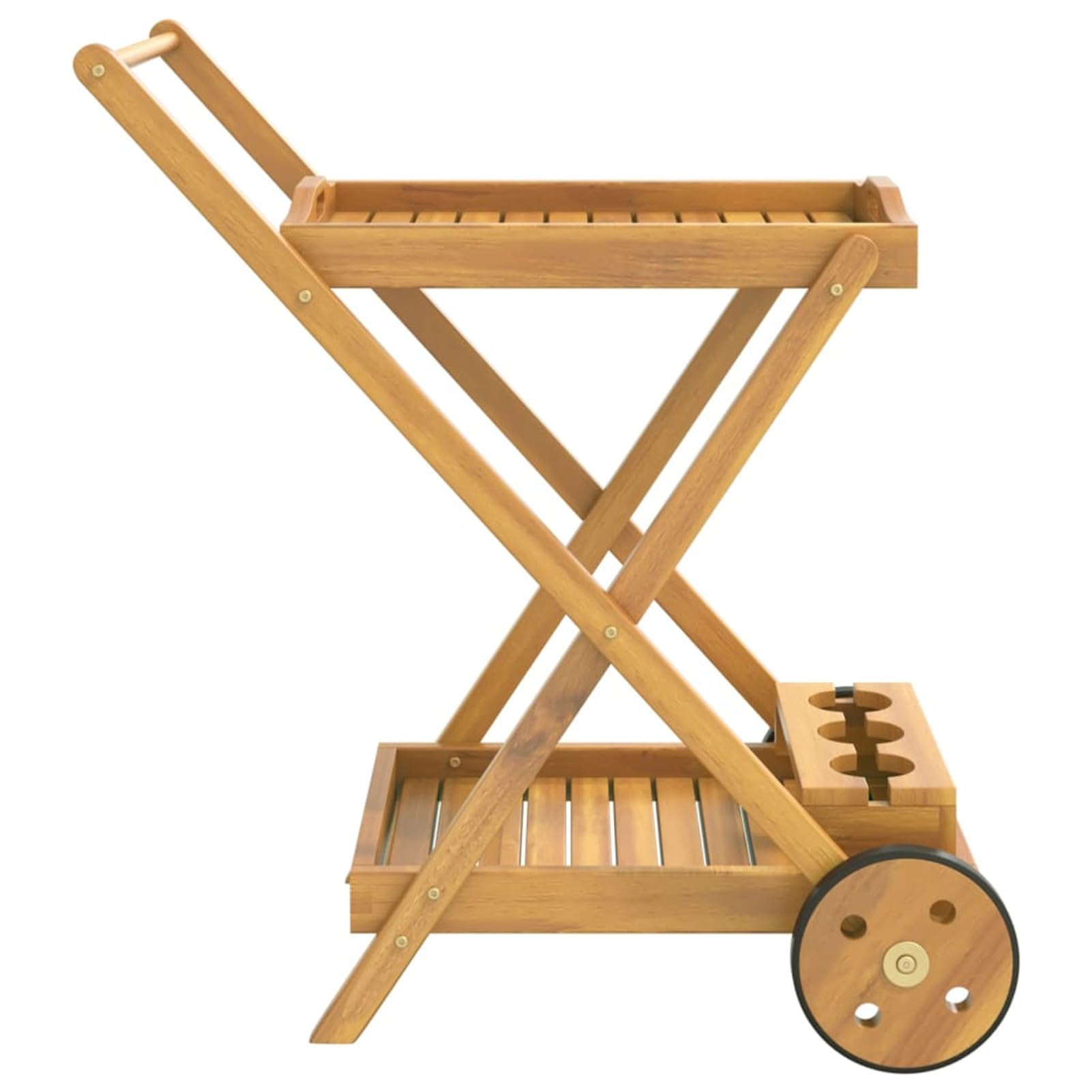 GuyAna Carrito Camarera Madera Maciza de Acacia 54x87x90 cm Carro de Cocina Carrito de Servicio Móvil Multiusos