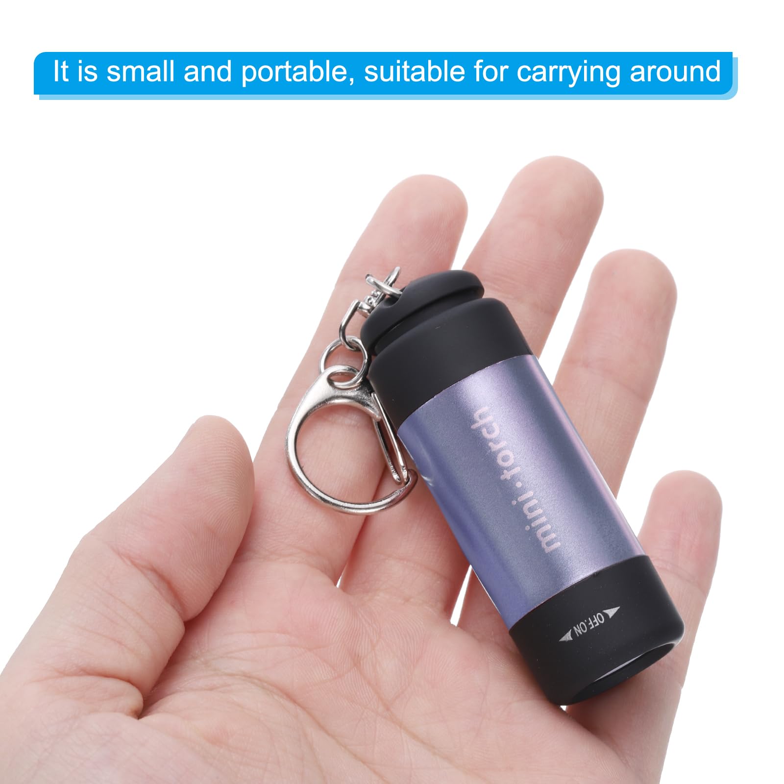 PATIKIL 2.56Inch Mini Keychain Flashlight, Pocket LED Flashlight Portable Torch USB Rechargeable for Outdoor Camping Party Purple - Image 4