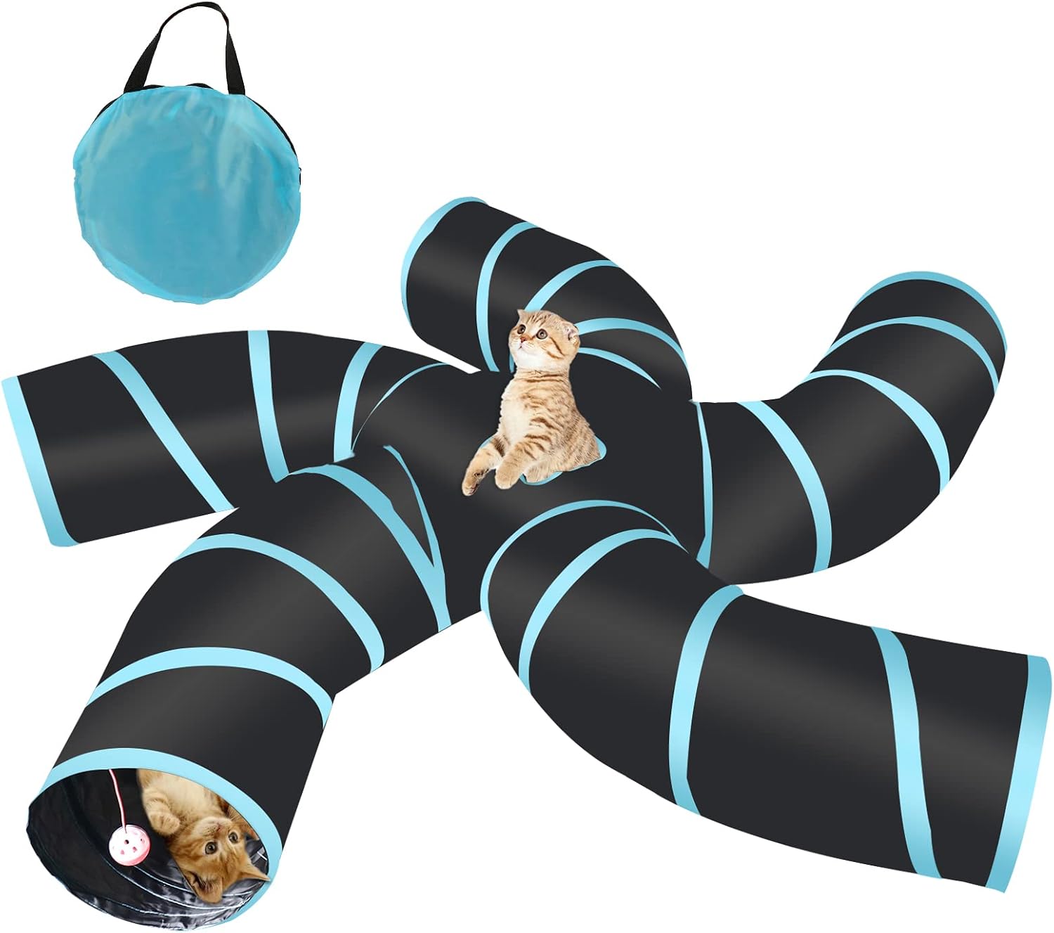 PetierWeit Cat Tunnel S-Type Cat Tunnels for Indoor Cats 5 Way Upgraded Collapsible Rabbit Tunnel with Ball Interactive Pet Toy Cat Tube…