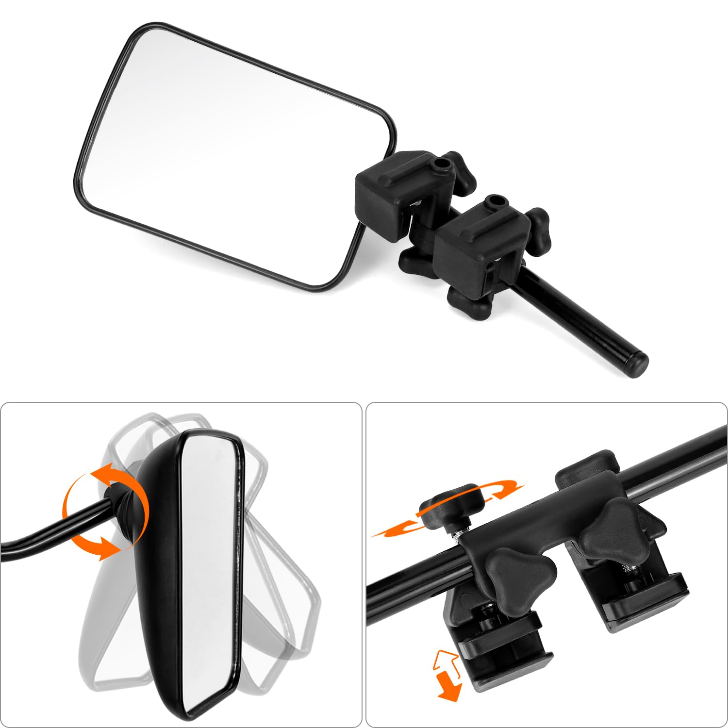 QWORK® Pack de 2 Espejos Retrovisores Universales para Caravana Remolque, Camión, Coche - Espejos Exteriores Adicional Ajustables 360°