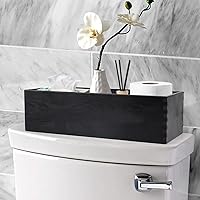 Vista 4 de LotFancy Caja de decoración de baño, paquete de 2 soportes de papel higiénico de madera, cesta de almacenamiento de tanque de inodoro negro, parte