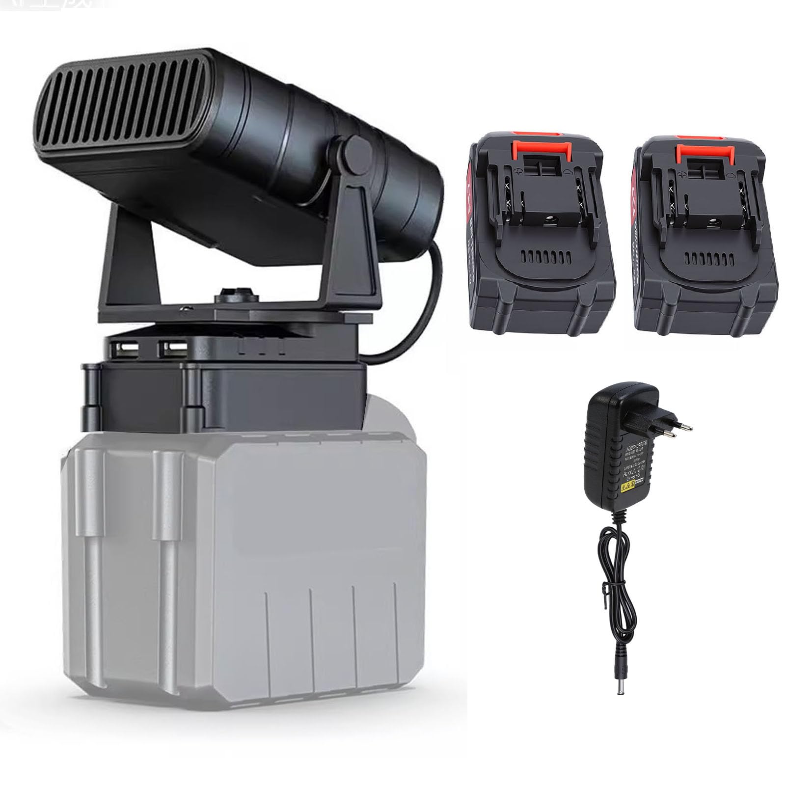 Sxhlseller Stufetta Portatile a Batteria con 2 Batterie Ricaricabili da 3,9 Ah, 2 Livelli di e Ventola Silenziosa da 30 DB per Campeggio, Tende, Uffici o Studi (Spina europea)