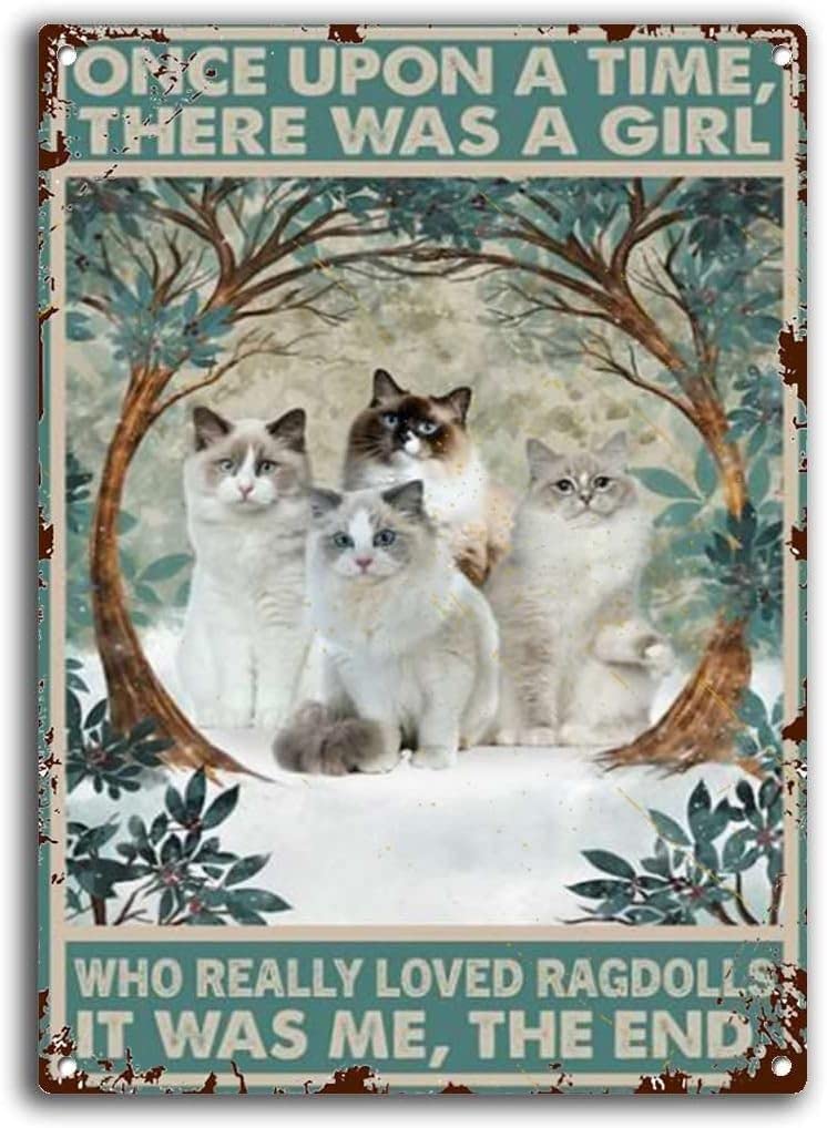 Txopaf Girls Colour-248 Once A Who Really Liked Rag Doll Cats That Was My Cat Novelty Retro Metal Tin Sign Funny Wall Decor Garage Bar Courtyard Living Room 8X12 Inch