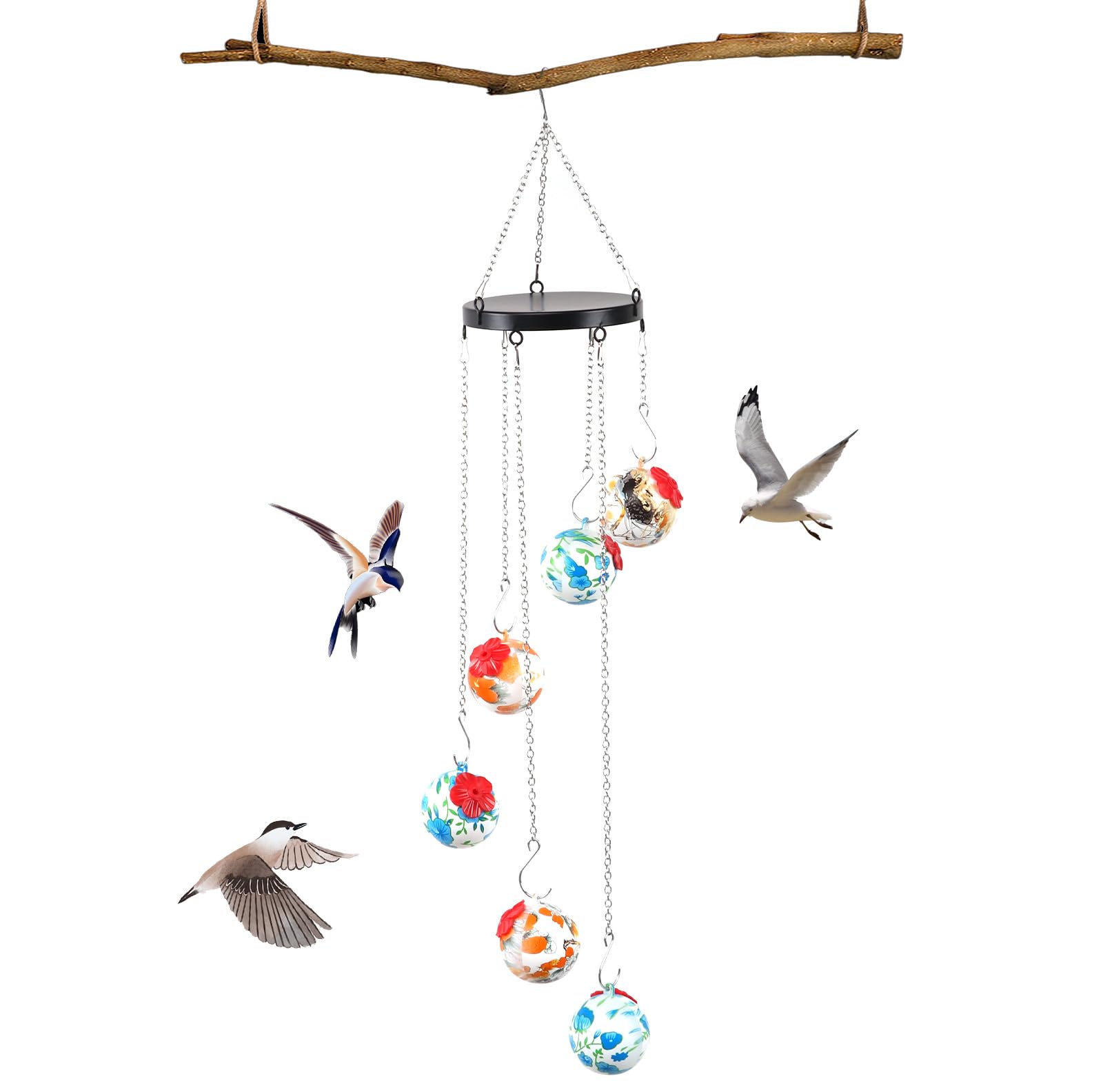 Qivine Bird Feeders Wind Chimes, Fat Ball Feeders Hanging - Image 3