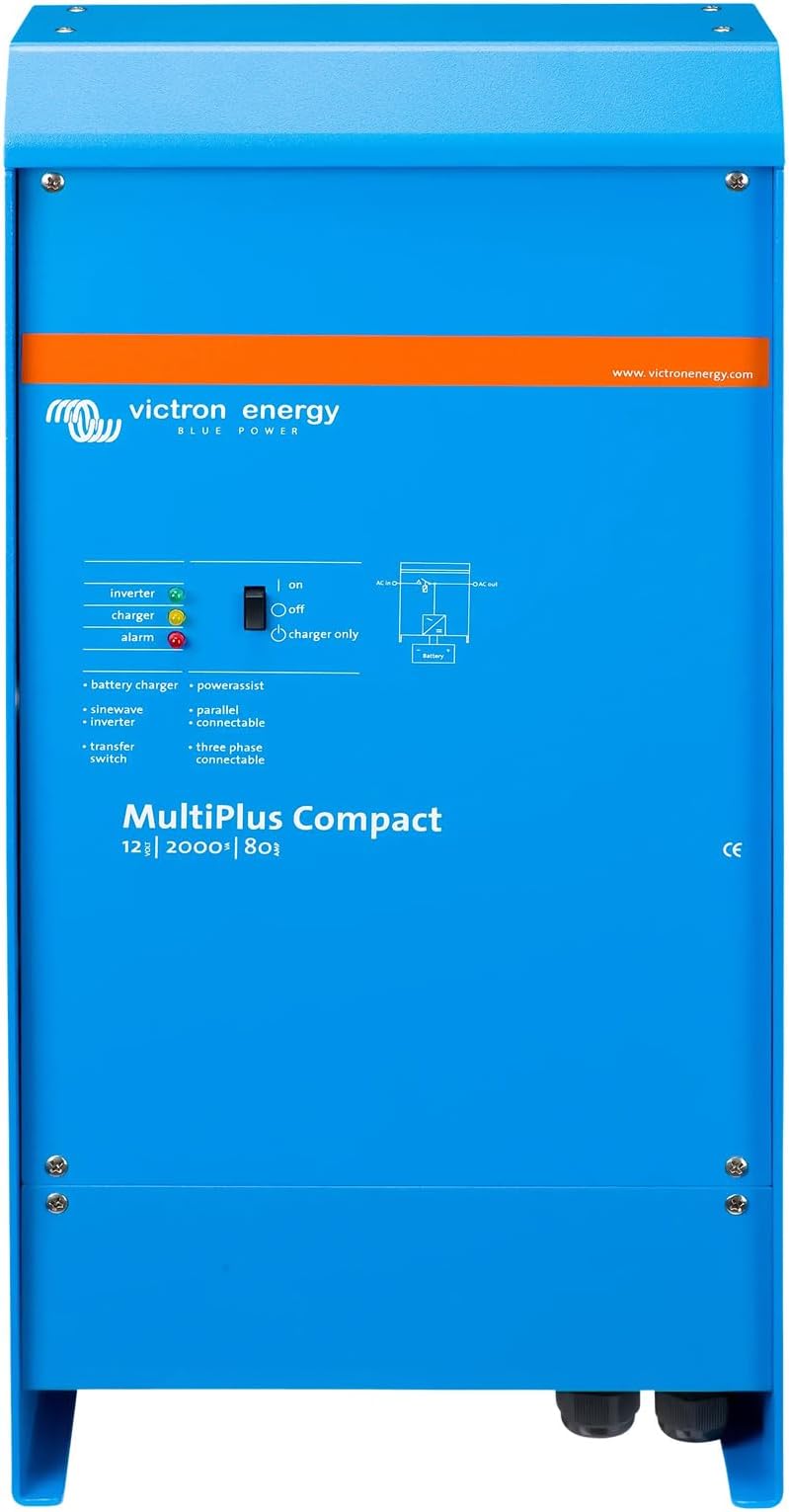 MultiPlus Compact 120V AC Pure Sine Wave Inverter Charger | for 80 amp Battery, 2000VA 12-Volt, 50 amp Transfer Switch, UL-Certified