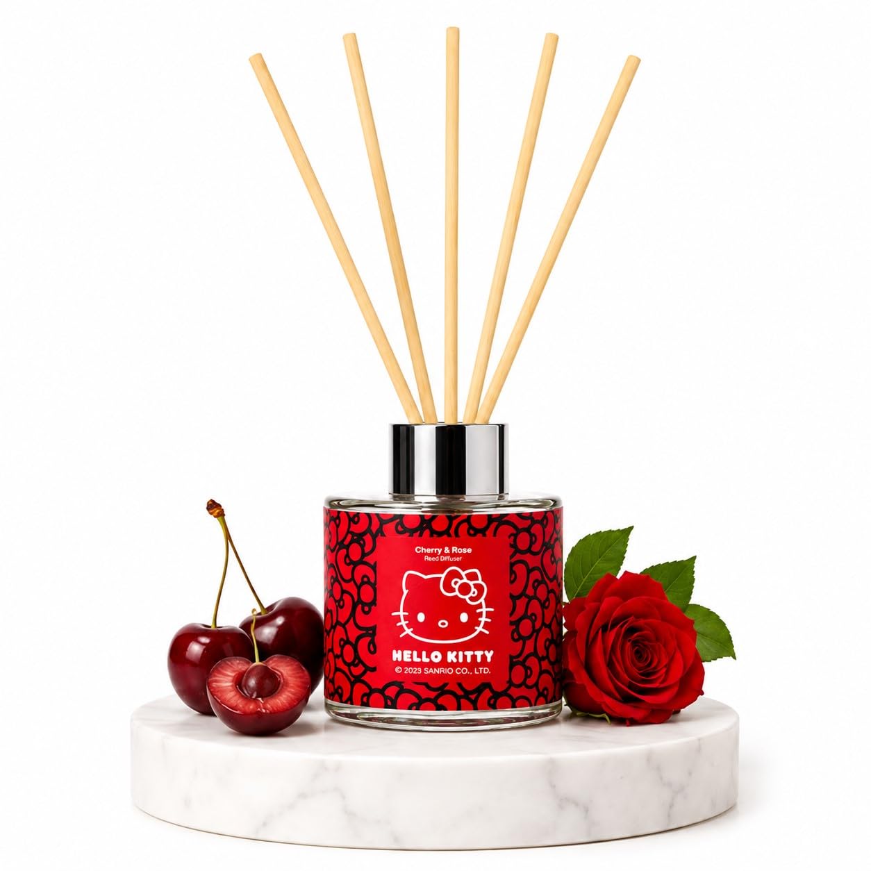 Hello Kitty Reed Diffuser Collection-100ml Fragrance Oil Home Fragrance Sweet, Floral & Fruity Scents –Long Lasting 3 months - Home, Kitchen, Bathroom (Cherry & Rose)