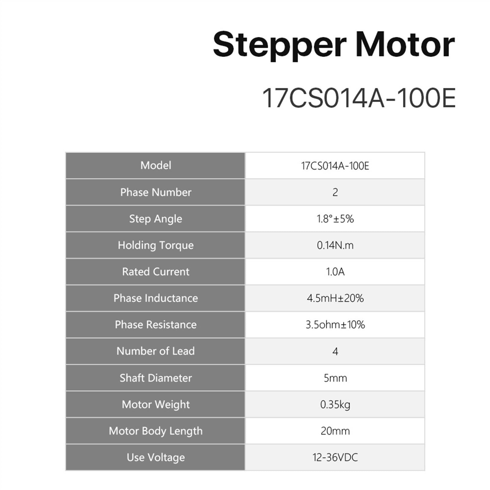 Nema 17 20 mm 2-Phasen-Schrittmotor mit offenem Regelkreis, 0,4 Nm, 1,0 A, kurzer Motor for CNC-Extruder, DIY-3D-Druckermotor,Stabile Leistung