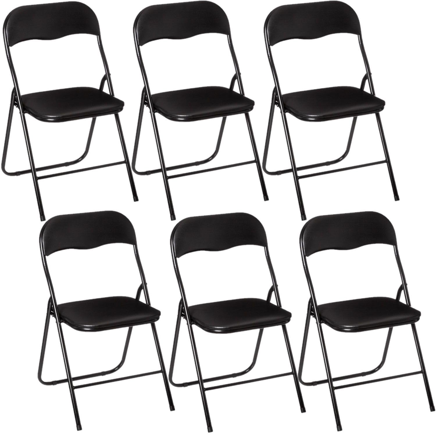 Chaise pliante en PVC lot de 6 noir Toilinux pour repas de famille