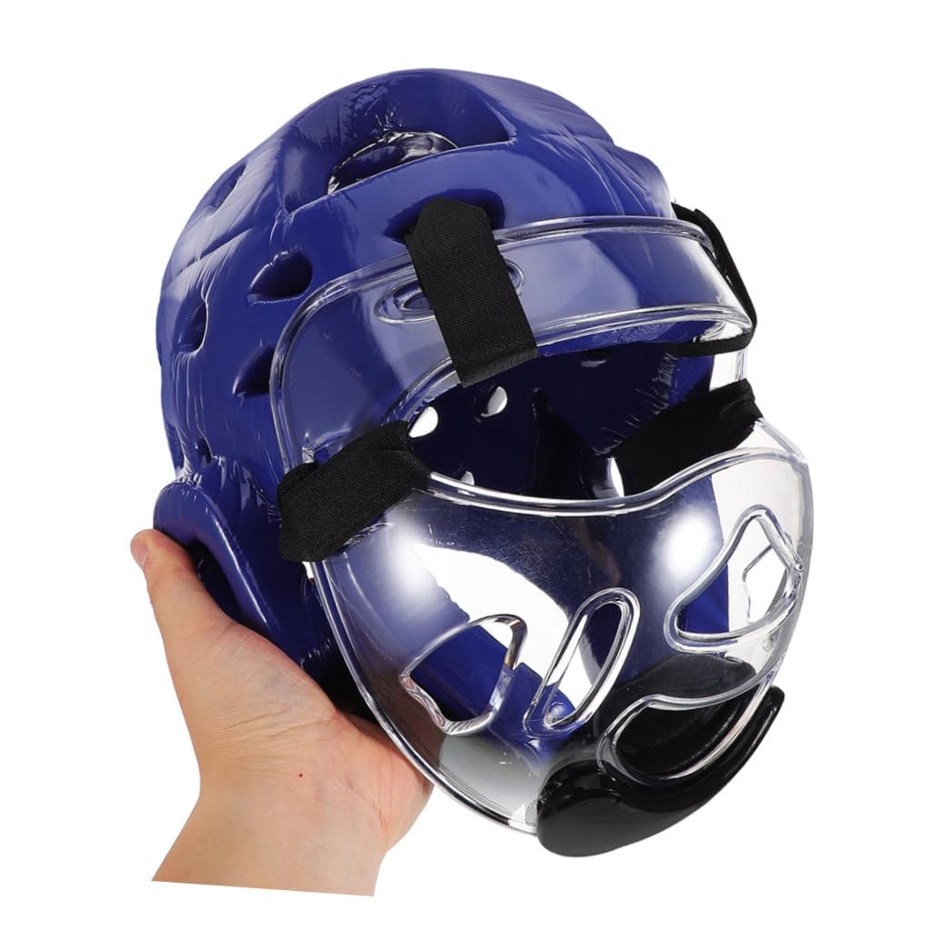 KOMBIUDA Casco Protettivo e Struttura Leggera in Plastica per Bambini da Taekwondo e Karate Imbottitura in Schiuma ad Alta Densità Blu per Allenamento e Sparring