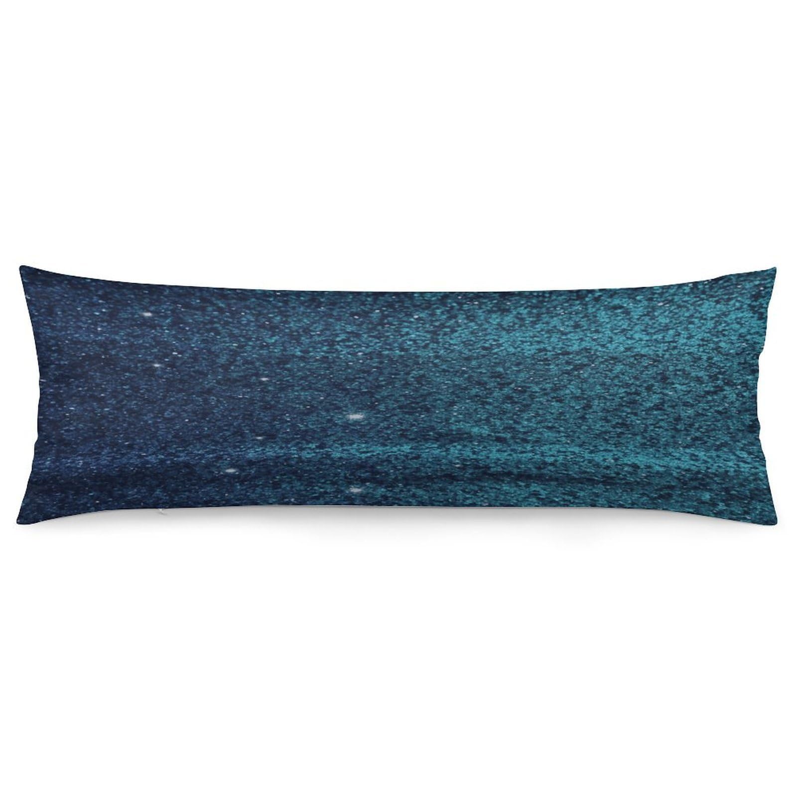 Teal Glitter Throw Pillow Covers with Silent Zipper Polyester Pillow Protectors Removable Pillow Cases Soft Pillowcase Cozy Pillow Sham Cushion Cover for Sofa Car Bed 20"x54"