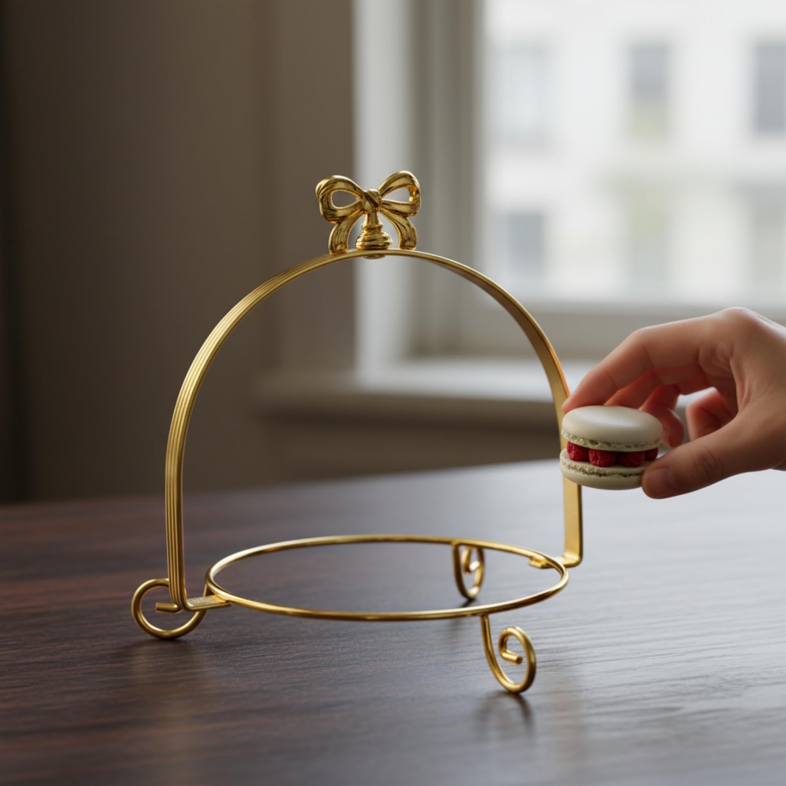 Support à Gâteau avec Poignée Élégant Plat Service Classique Vaisselle pour Mariage , Or , 27 Cm