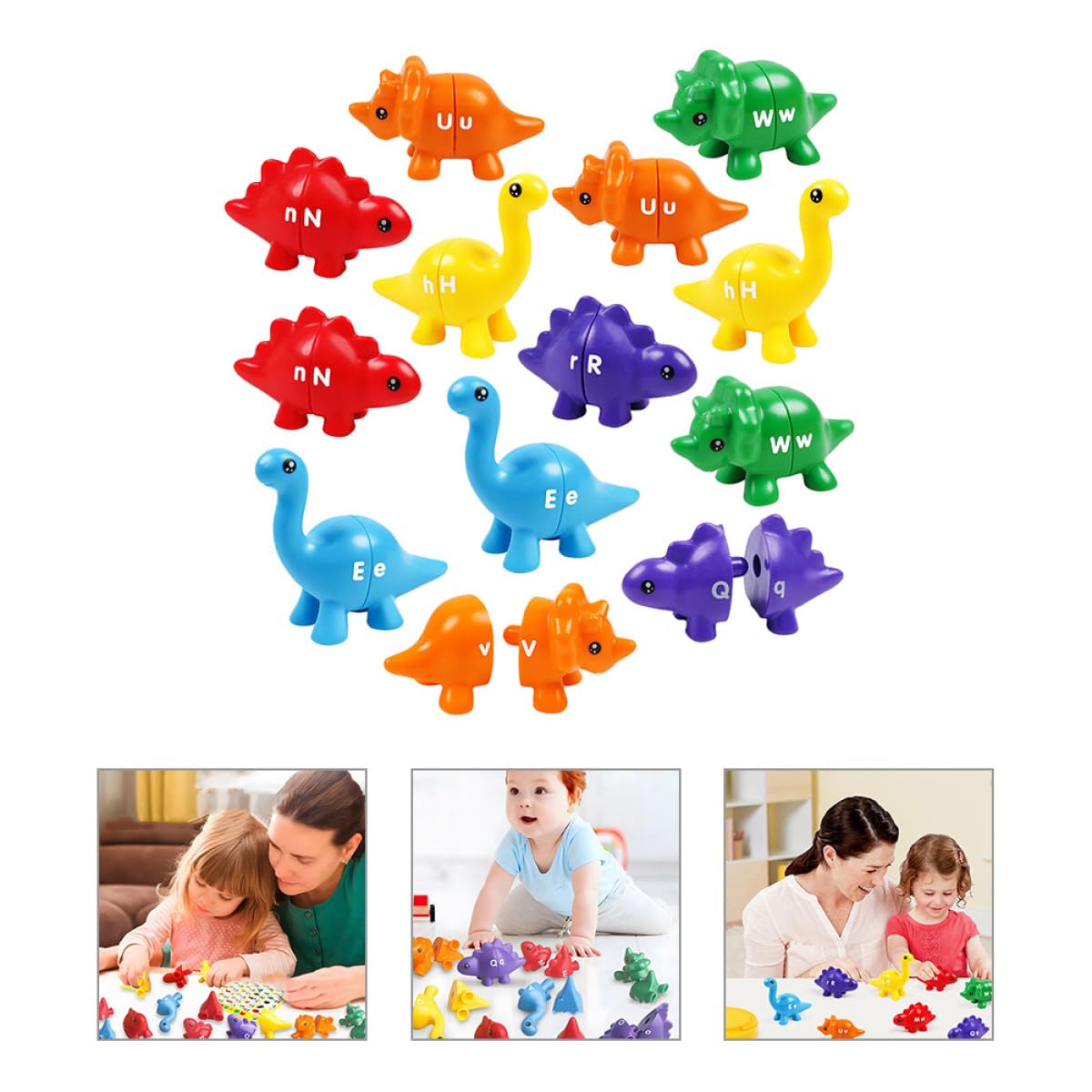 GARVALON Gioco Didattico 13 Pezzi Dinosauri in Plastica per Bambini, attività di Abbinamento e Sviluppo Memoria, per Apprendimento e Motricità Fine