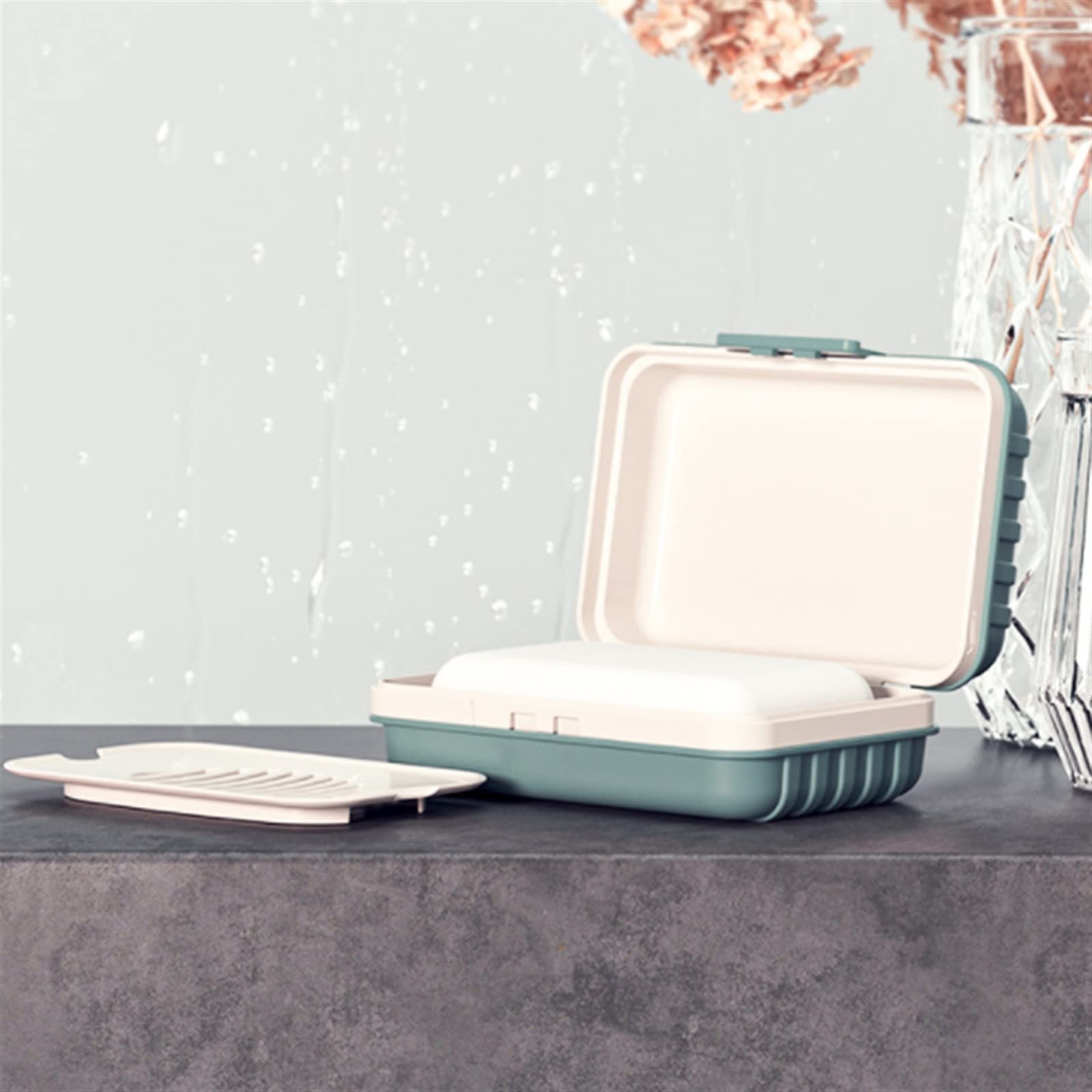 Caja de jabón Jabonera de baño Jabonera de plástico para el hogar con Tapa