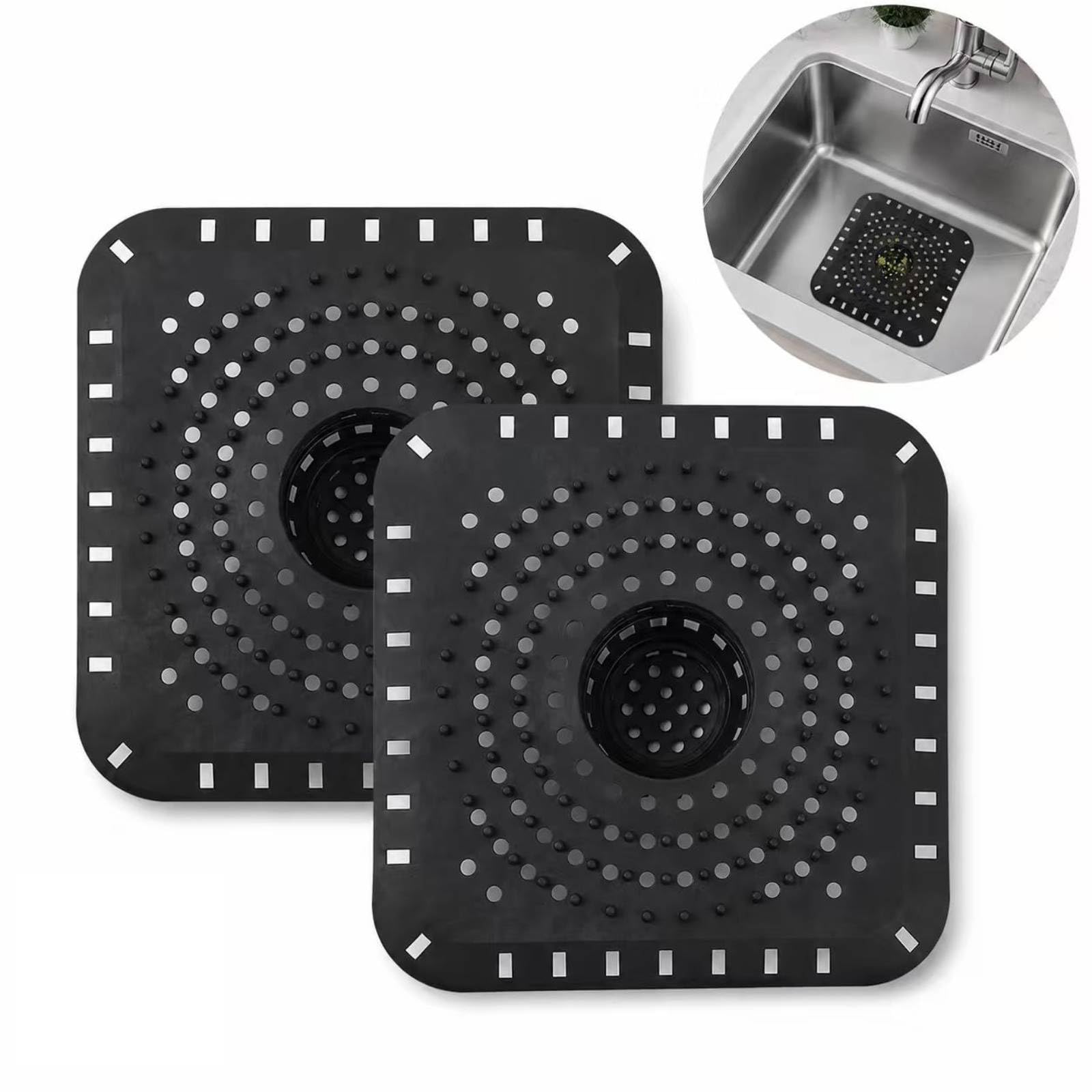 2 Pack TPR Drain Cover with Basket Strainer, Sink Strainer Hair Trap