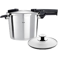 Fissler vitaquick/Pressure Cooker Set, (6.4 Quart), with Glass Lid, Stainless Steel, Cookware, Compatible with Induction, Gas, Electric Stovetops, Dishwasher Safe