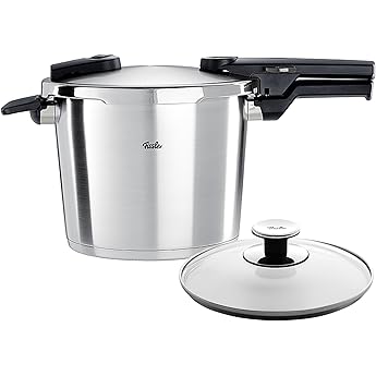 Fissler vitaquick/Pressure Cooker Set, (6.4 Quart), with Glass Lid, Stainless Steel, Cookware, Compatible with Induction, Gas, Electric Stovetops, Dishwasher Safe