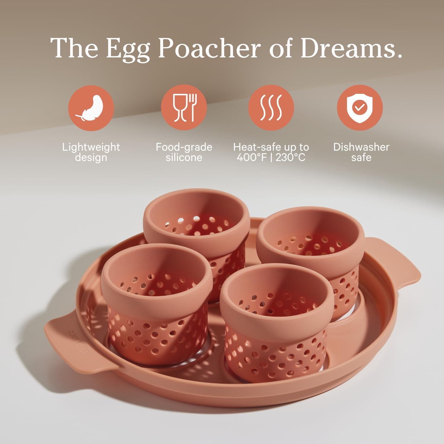 Our Place Silicone Egg Poacher Add-On - Easy-Use Poaching Set | Fail-Proof Water Bath Design | Includes Sturdy Nylon Platter & Perforated Cups | BPA-Free, Dishwasher Safe | Spice
