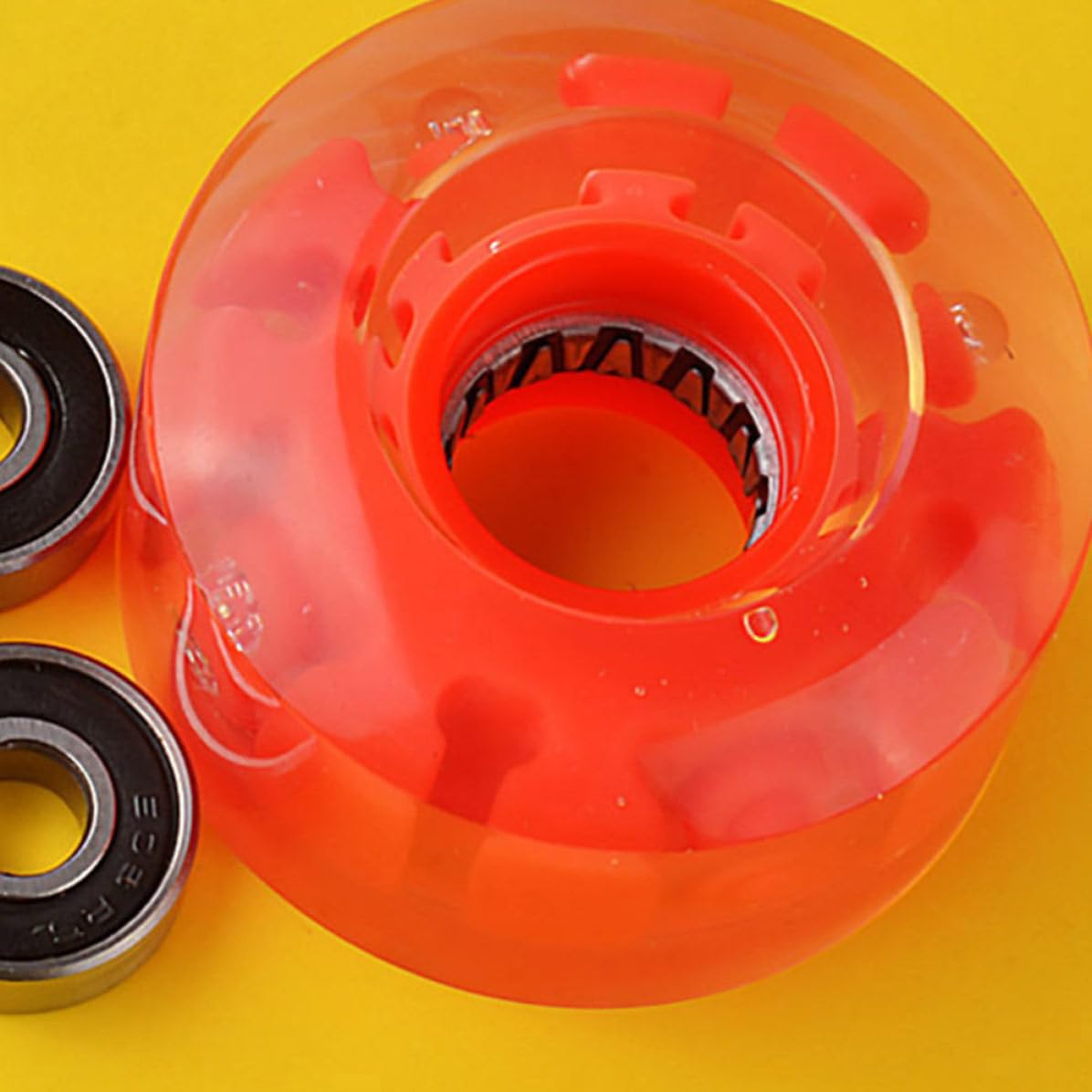 jojofuny Ruedas de Patinaje Pu Luces Rojas Intermitentes para Patines de Doble Hilera, 4 Piezas para Patinaje Artístico y Casual en Interiores