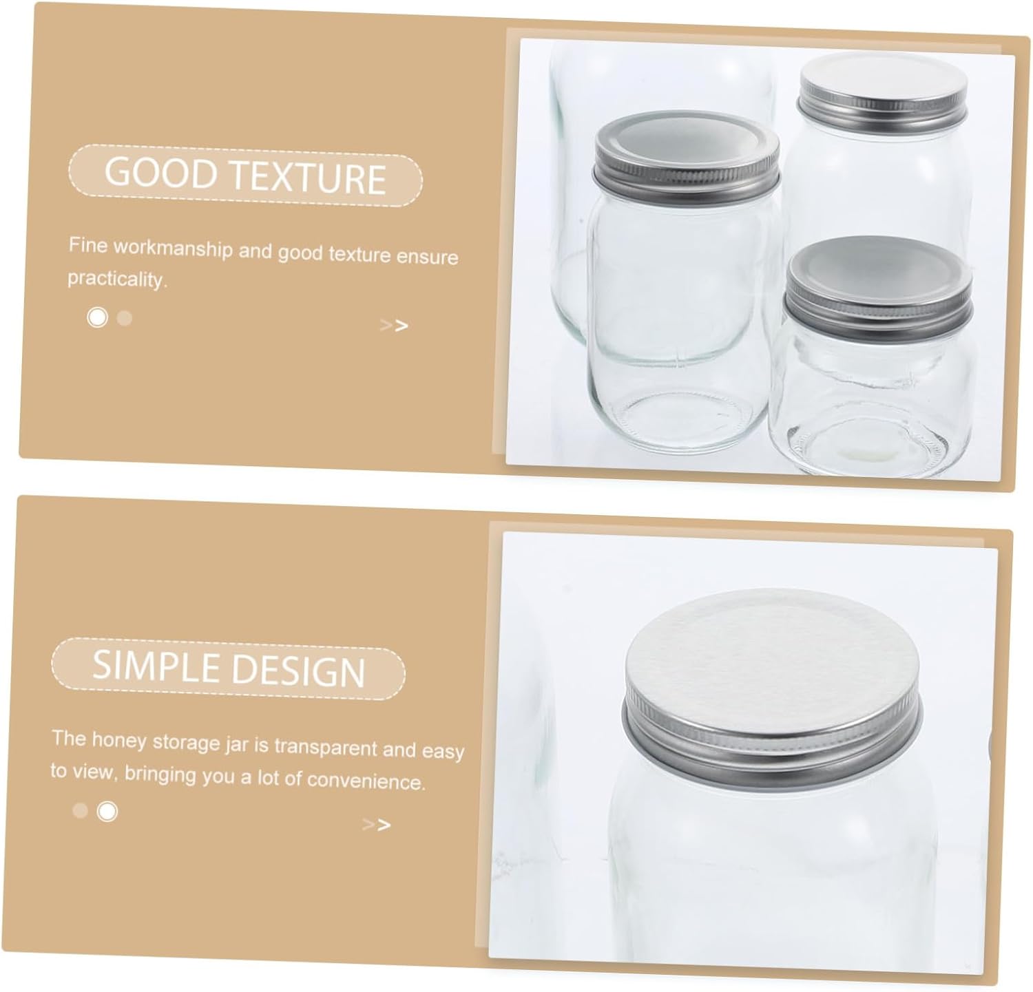 Cabilock Sealed Honey Jars 4 Pack Large Jars Storage Containers Lids for Kitchen and