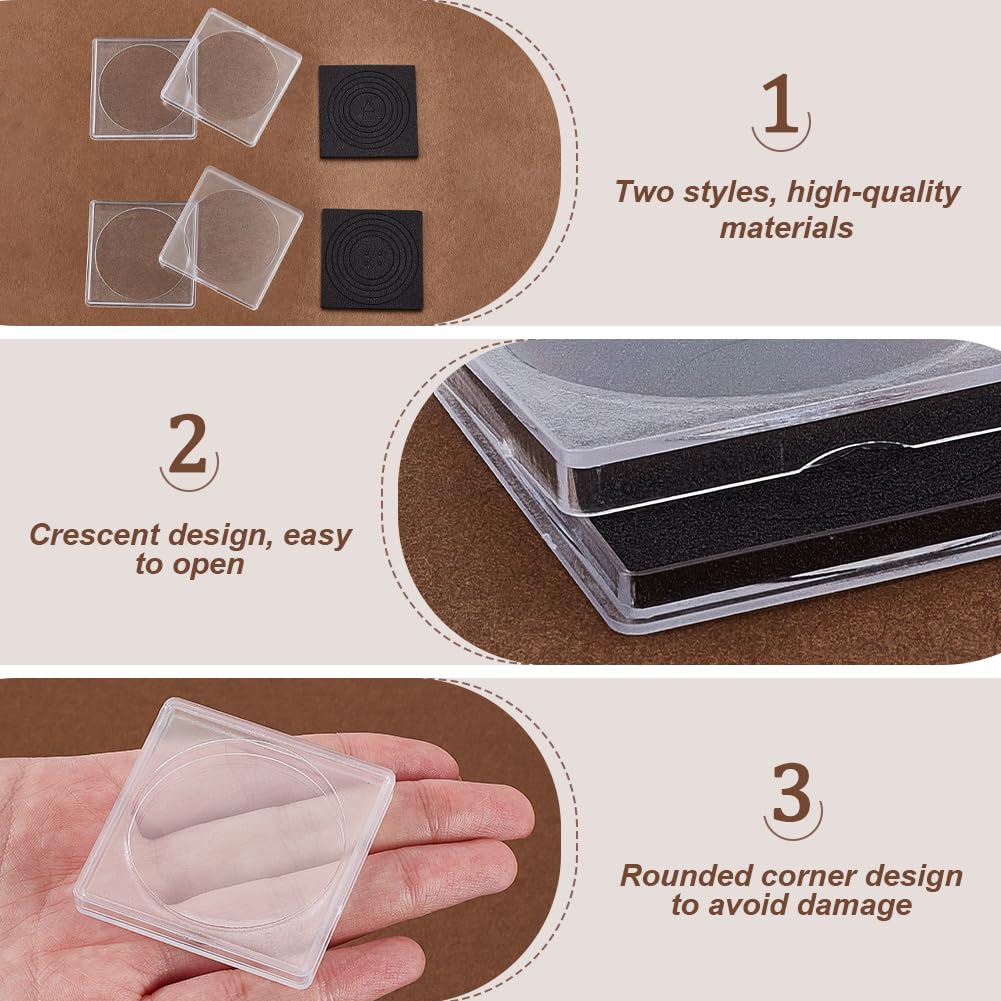 AHANDMAKER 50 Pcs Clear Square Silver Dollar Coin Snap Holders Coin Collection Case of 10 Size with Adjustable Gasket for Collectors American Silver Eagle Liberty Coins JFK Half Dollar - Image 3