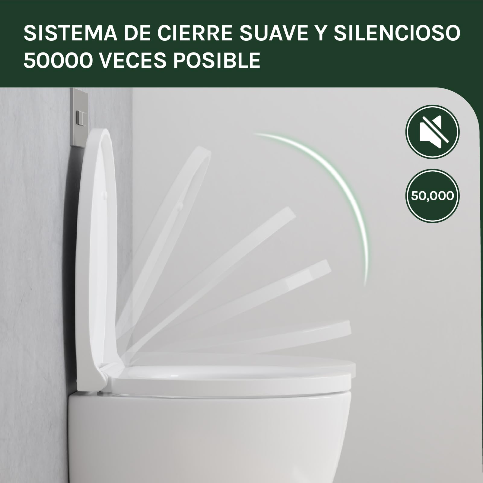 WOLTU Tapa de WC Tapa de Inodoro Asiento de Inodoro Bisagra de Cierre Suave Instalar Rápida