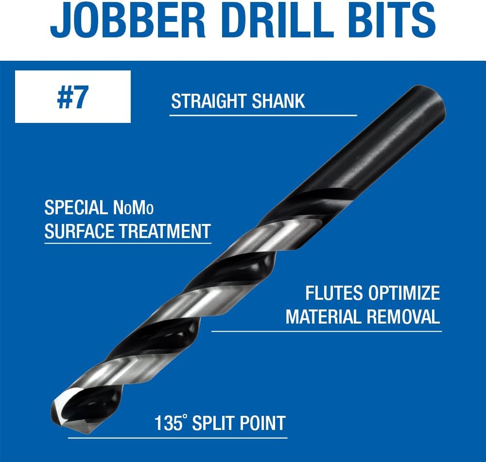 Champion Cutting Tool XL5-7 Brute Platinum HD HSS Jobber Twist Drill 135-Degree Split Point, 12-Pack