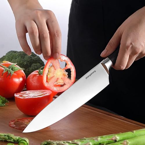 Miniatura 4 de ZhengSheng Cuchillo de chef alemán Hign de 8 pulgadas cuchillo de cocina de acero inoxidable con mango de madera y funda cuchillo de cocina ultra