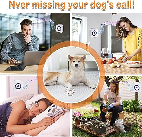 ChunHee Dog Door Bell - Doggie Doorbell Puppy Training - Dog Bells Toilet Training Smart Buttons Dog Clicker Operating at 500Feet with 55 Melodies 5 Volume Levels Velcro Installation 1Receiver 1 Bell - Image 4