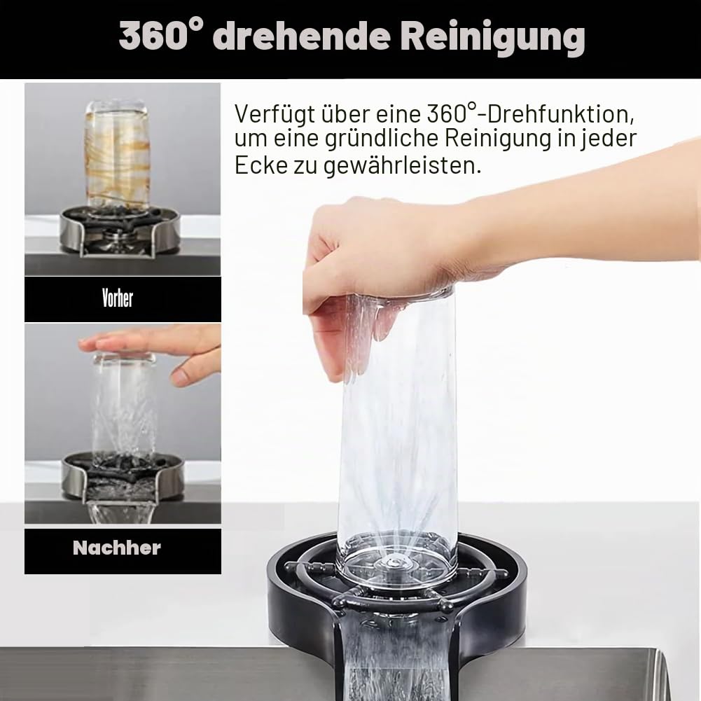 Glasspüler, Vollautomatisch Gläserspüler, Edelstahl Cup Washer, Eingebetteter Glass Rinser für Bar, Restaurant, Kneipe, Haushalt, Café, Milchtee-Shop, Einweihungsgeschenk