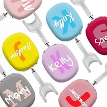 Custom Name/Initial Case for AirPods Max, Protective Case for AirPods Max, Customized Signature Ear Cup Covers, Hard Shell Easy to Install, Background Text Color Can Be Changed, 3