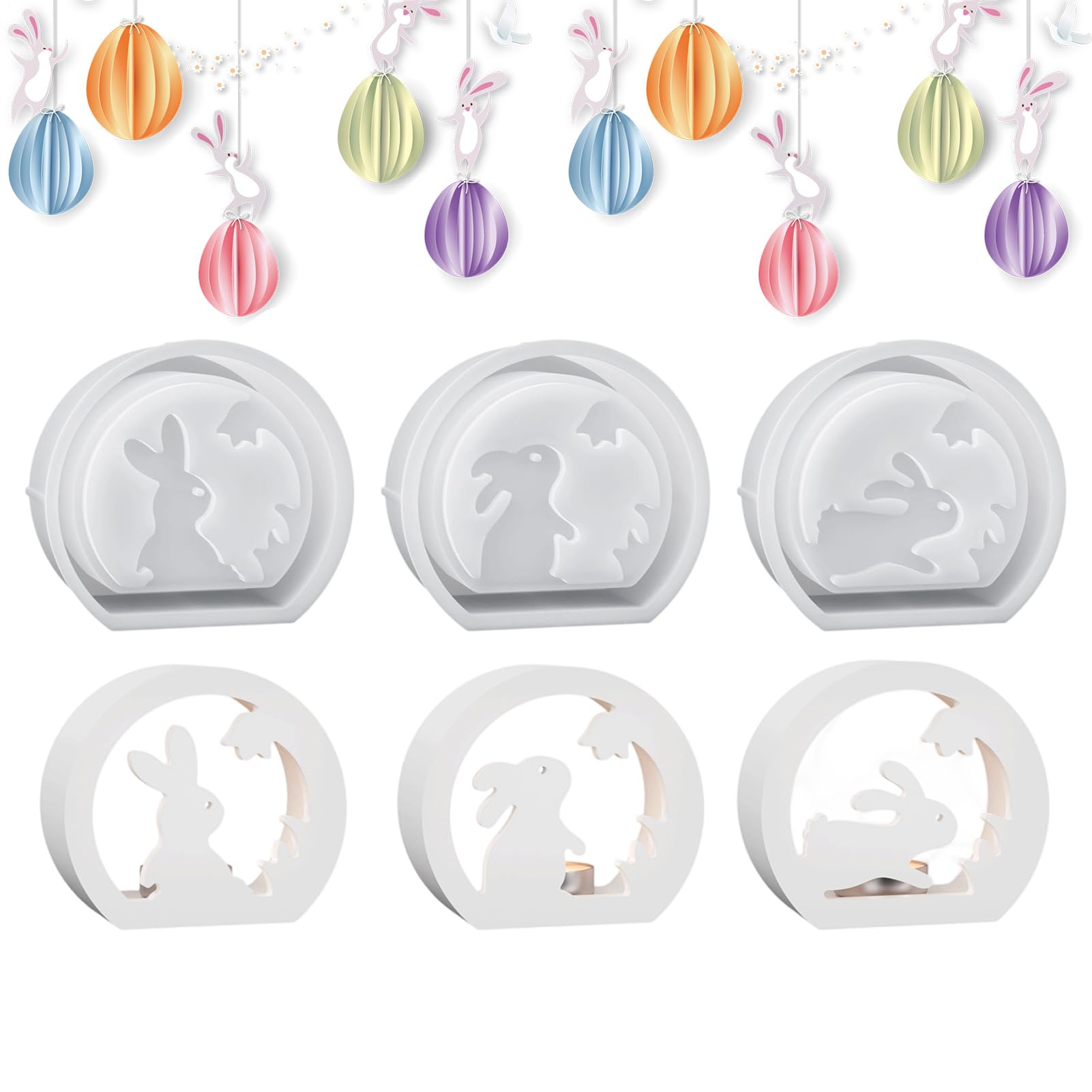 Moules lapin de Pâques en silicone flexible 3 pièces pour projet loisirs débutants