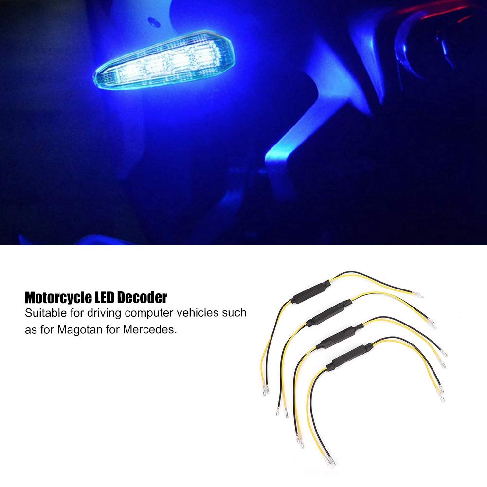 Fydun Decodificador LED de Motocicleta, 4PCS 12V-24V 20W Resistencias de Carga para Luces Intermitentes, Soluciona Intermitentes Que Parpadean Rápido, para Motocicletas y Autos
