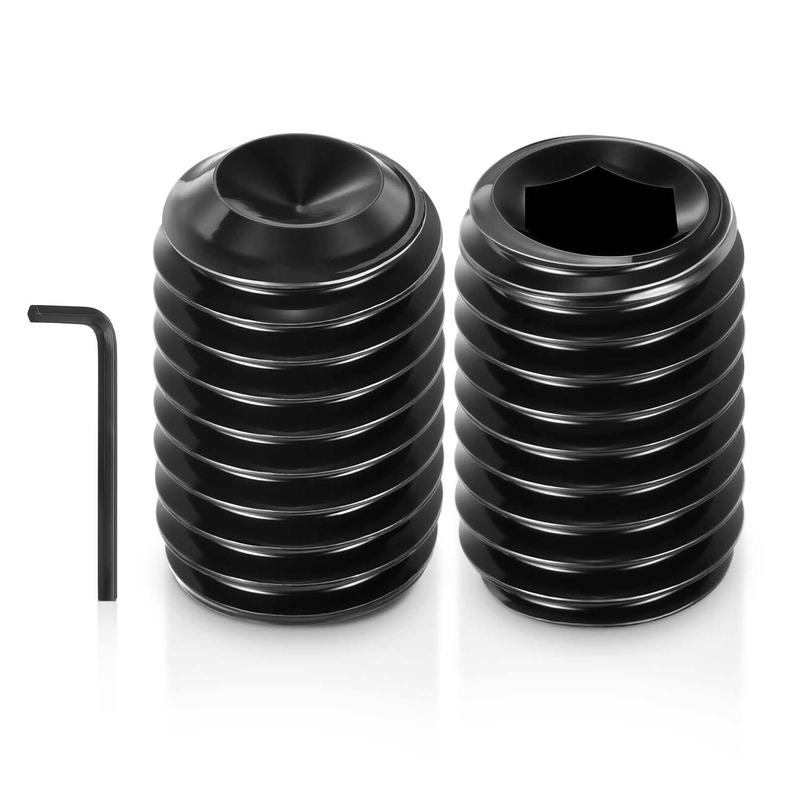 Kozelo 30Pcs Cup Point Socket Set Screws - [M8-1.25x12] Carbon Steel - Black Oxide Finish Hex Socket Grub Set Screws with Hex Key Wrench for Door Handles, Knobs & Light Fixtures