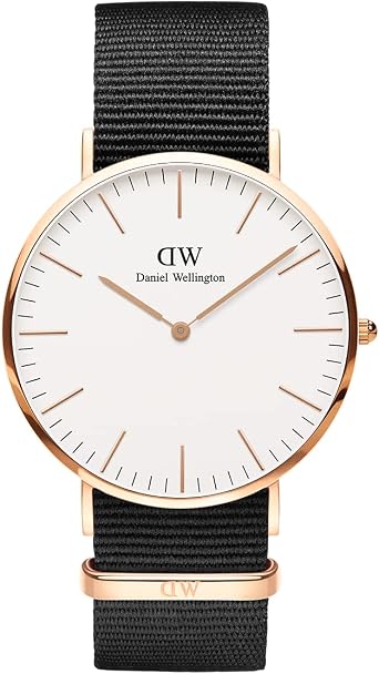 Daniel Wellington Classic Cornwall Orologio Uomo, 40mm, in NATO, Nero/Oro  Rosato : Amazon.it: Orologi