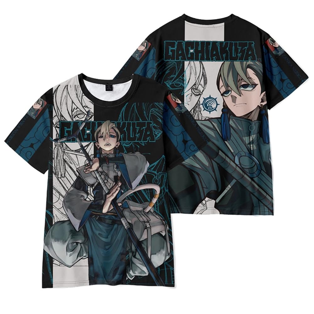 Charous Unisex Blue Anime Gachiakuta 3D Digital Printing Cartoon T-Shirt,Summer Refresh T-Shirts For Manga Gachiakuta Fans Cosplay
