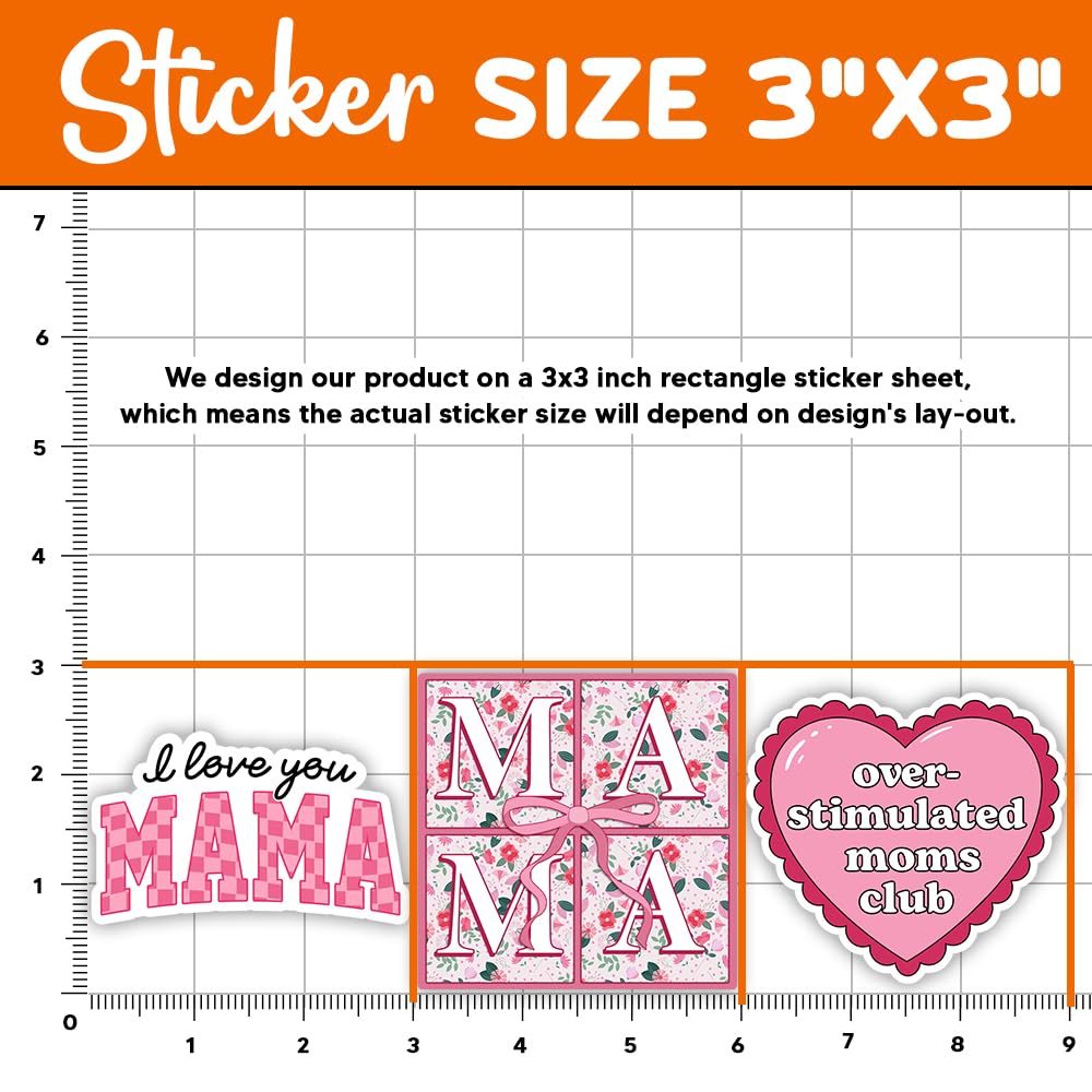 MAIANEY Set di 3 adesivi per mamma e mamma da 7,6 cm Overstimulated Moms Club Coquette Festa della mamma adesivo in vinile impermeabile carino ragazza mamma mamma regali di compleanno decorazioni