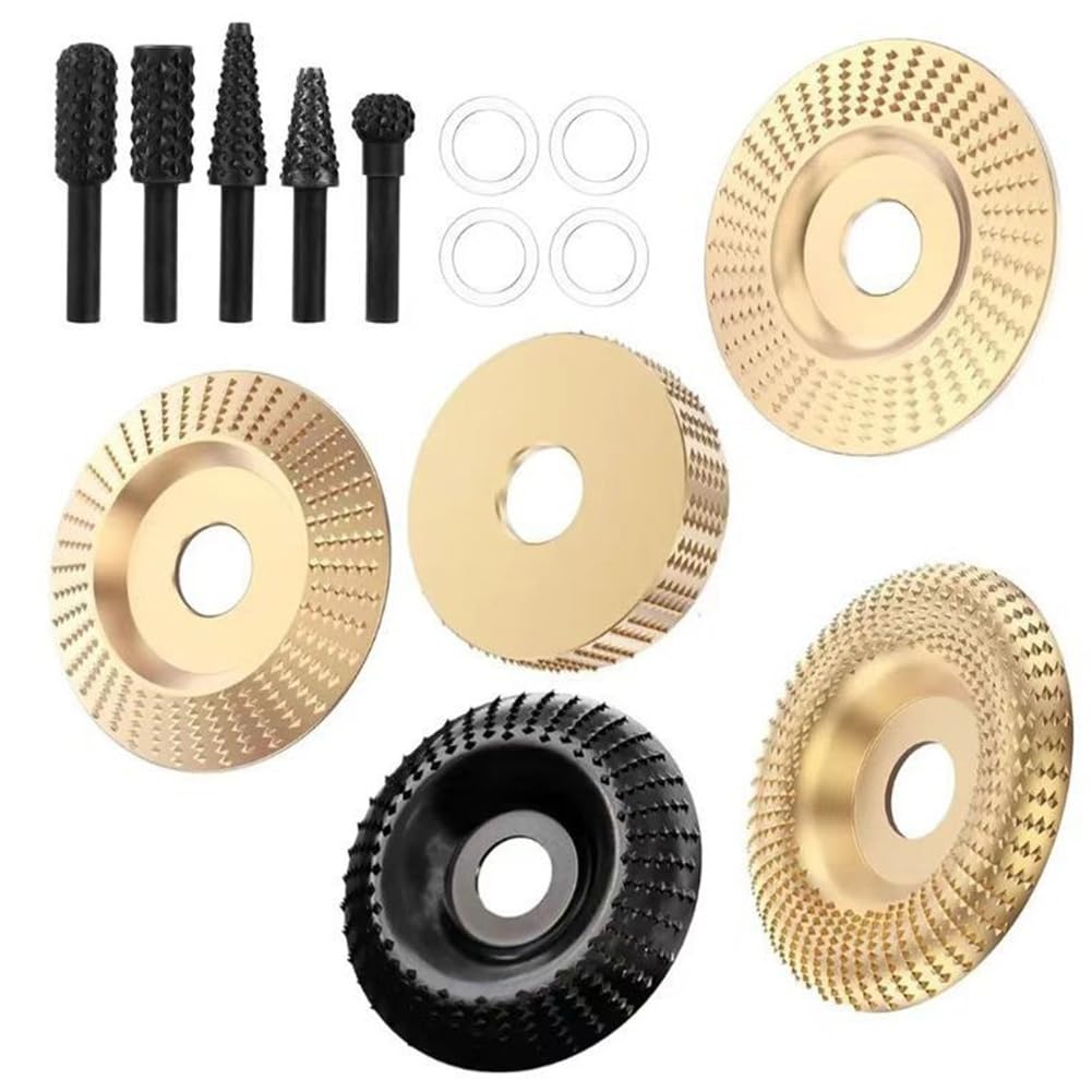 Aundhegrtt As Shown Wood Shaping Tool 14Pcs Woodworking Carving Wheel Polishing Wheel Mult Sanding Disc Abrasive Disc 22Mm Inner Diameter