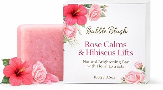 Rose Ritual Handmade Soap Bar with Rose Powder, Hibiscus &amp; Pink French Clay | Cold Process Bathing Bar for Face &amp; Body | G...