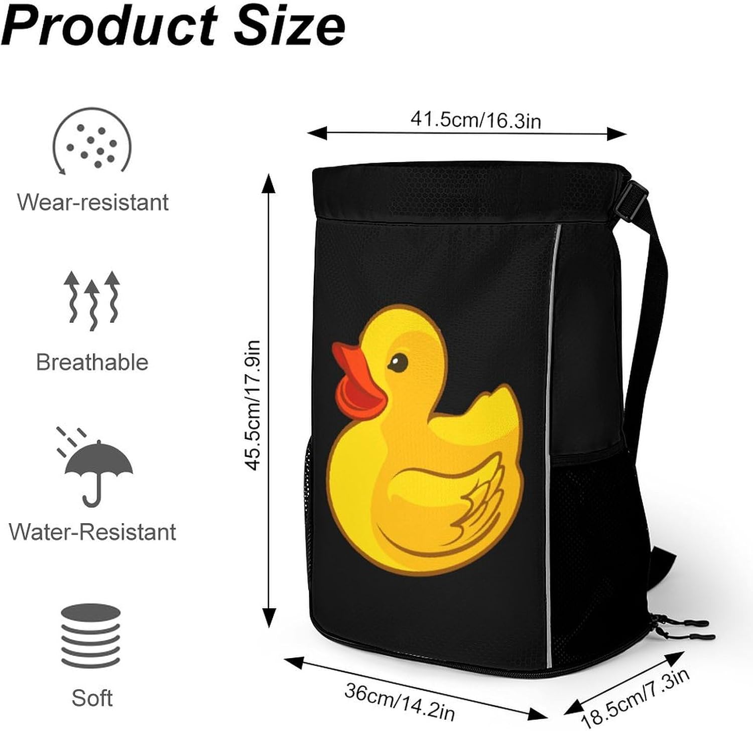 Yellow Duck Gym Bag Workout Gym Backpack with Shoe Compartment Sports Bags for Women Men