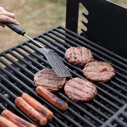 Miniatura 6 de Ash & Ember - Parrilla de carbón extra grande estilo parque, 942 pies cuadrados en un solo poste al aire libre, dos rejillas ajustables dobles con