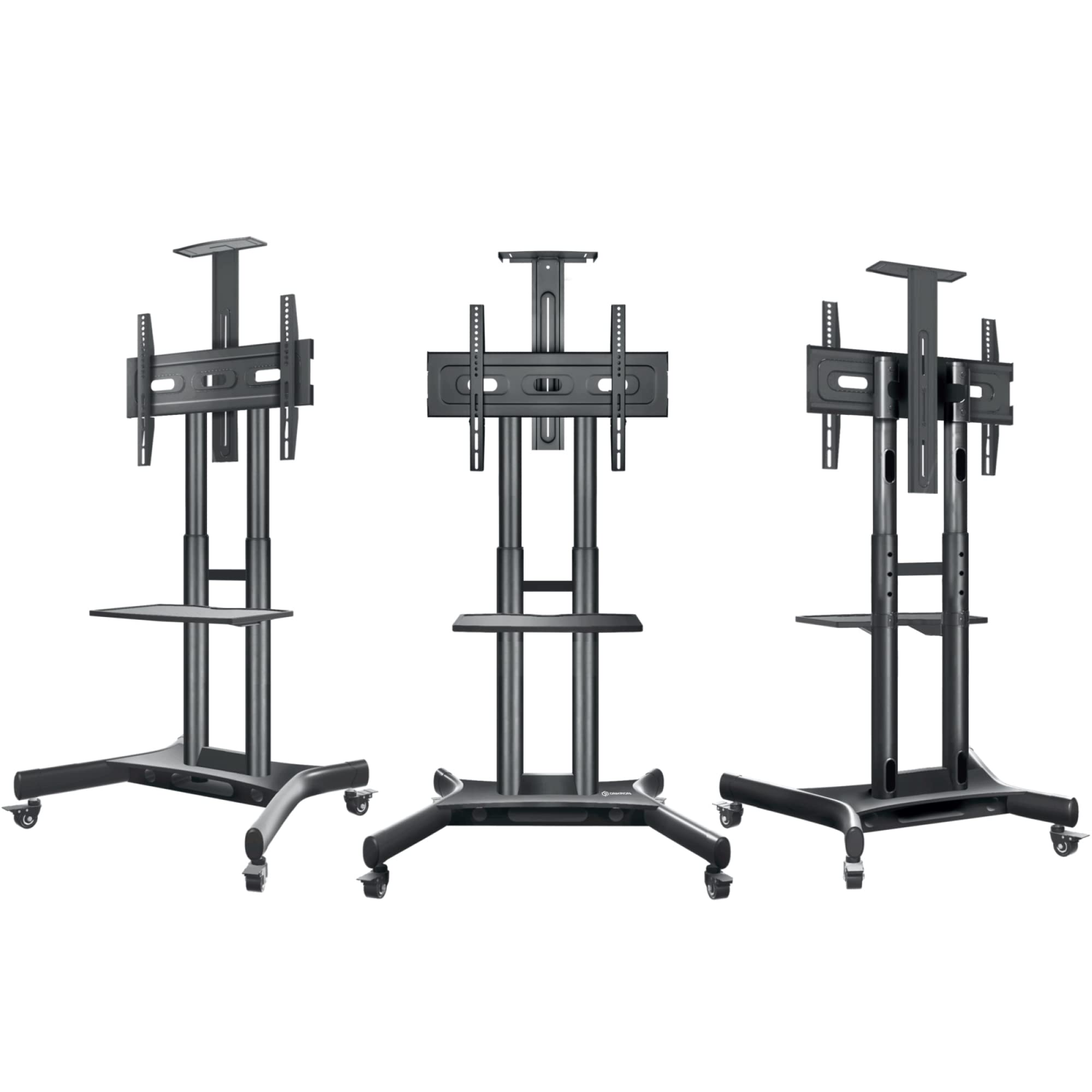 ONKRON Portable TV Stand with Wheels - Rolling Adjustable TV Stand for 40-70 Inch Screens Flat & Curved - Mobile TV Stand for TVs up to 100 lbs - Rolling TV Stand/Movable TV Stand with Wheels Black