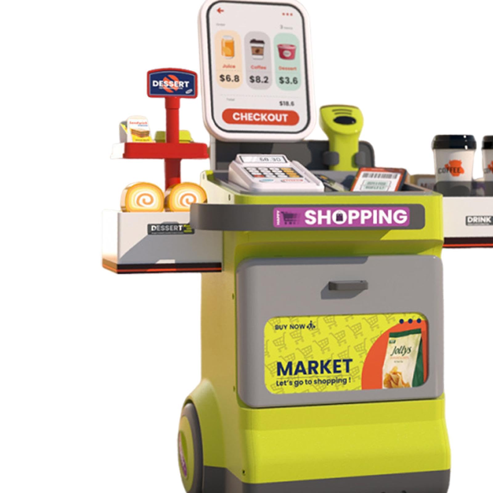 Caja registradora para niños, Juego de simulación, Juego de simulación, coordinación Mano-Ojo, Adorno, Tienda, supermercado, de comestibles, de Comida, Verde
