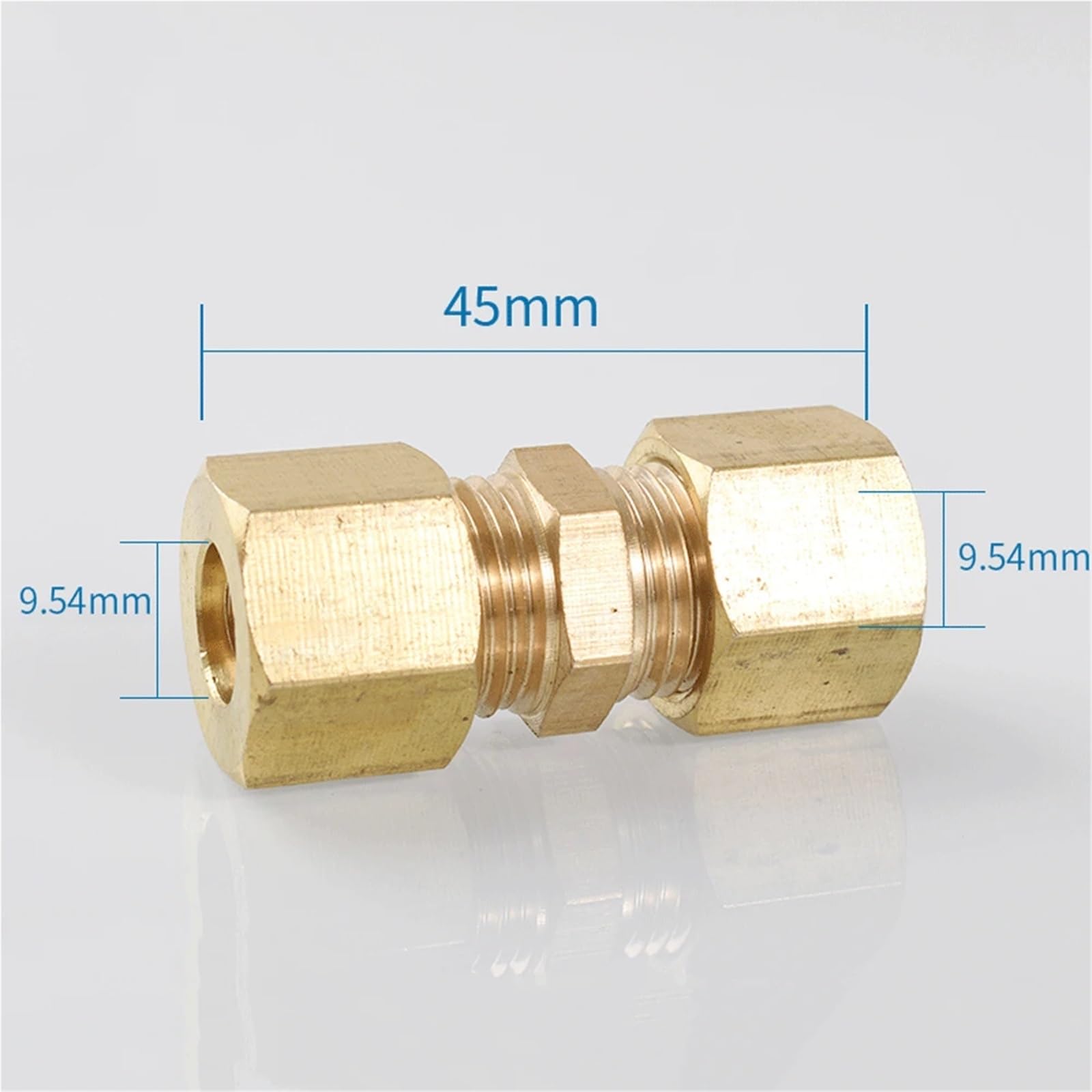 6/8/10/12/15/16-28mm Tube OD Compression Union Brass Pipe Fitting Connector Coupler For Copper Tube Air Conditioner(9.52mm)