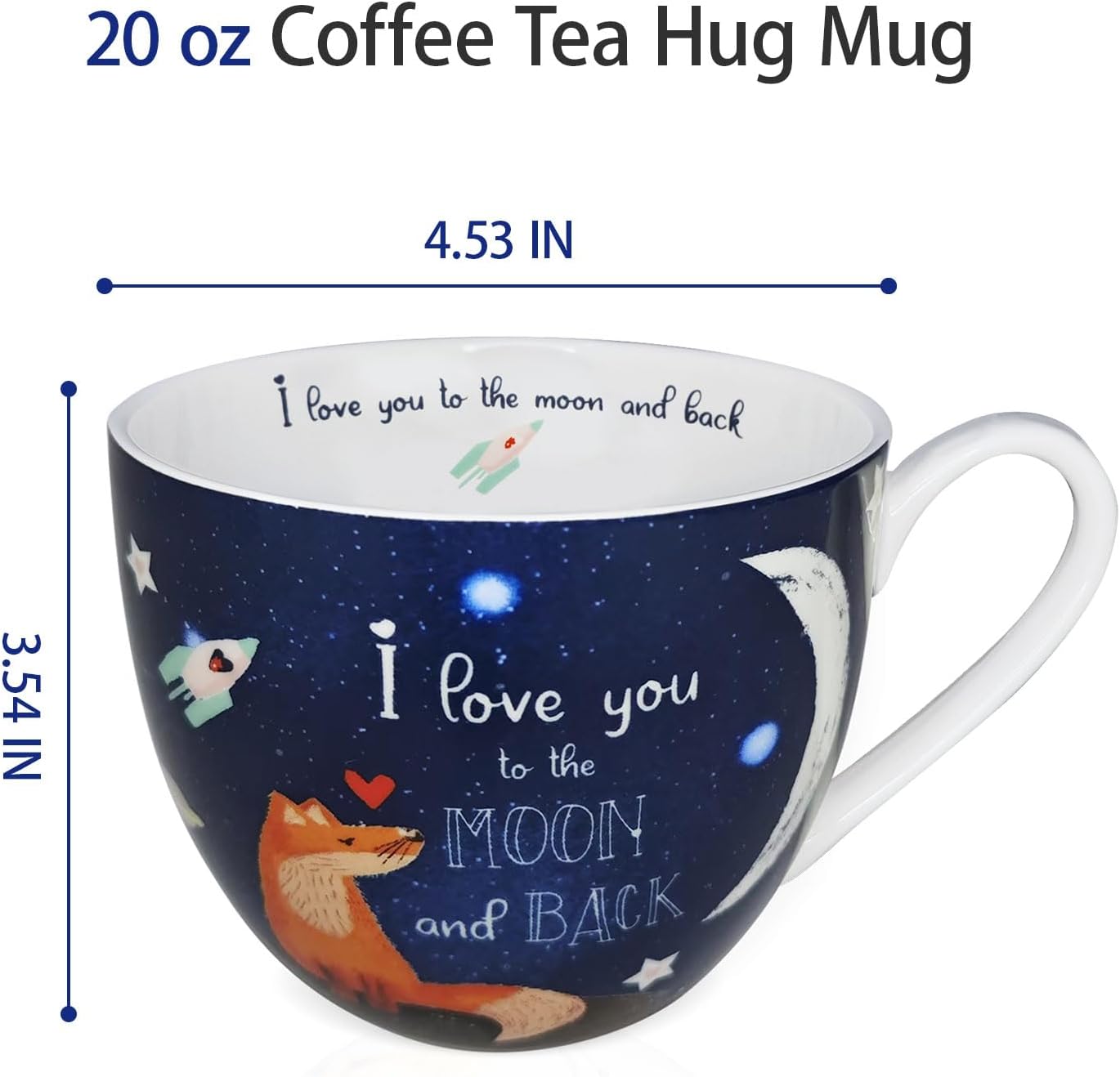 I Love You Coffee Mug, Premium 20 oz Bone China Coffee Tea Hug Mug, Perfect Christmas, Birthday, and Valentine's Day Gift for Lovers and Family Members, Designed in England by Harvest Green Studio - Image 3