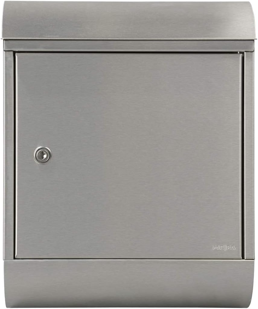 MEFA 844020M Topaz 844 Letterbox with Newspaper Holder Stainless Steel with Safety Lock Size 430 x 340 x 150 mm, Stainlesssteel