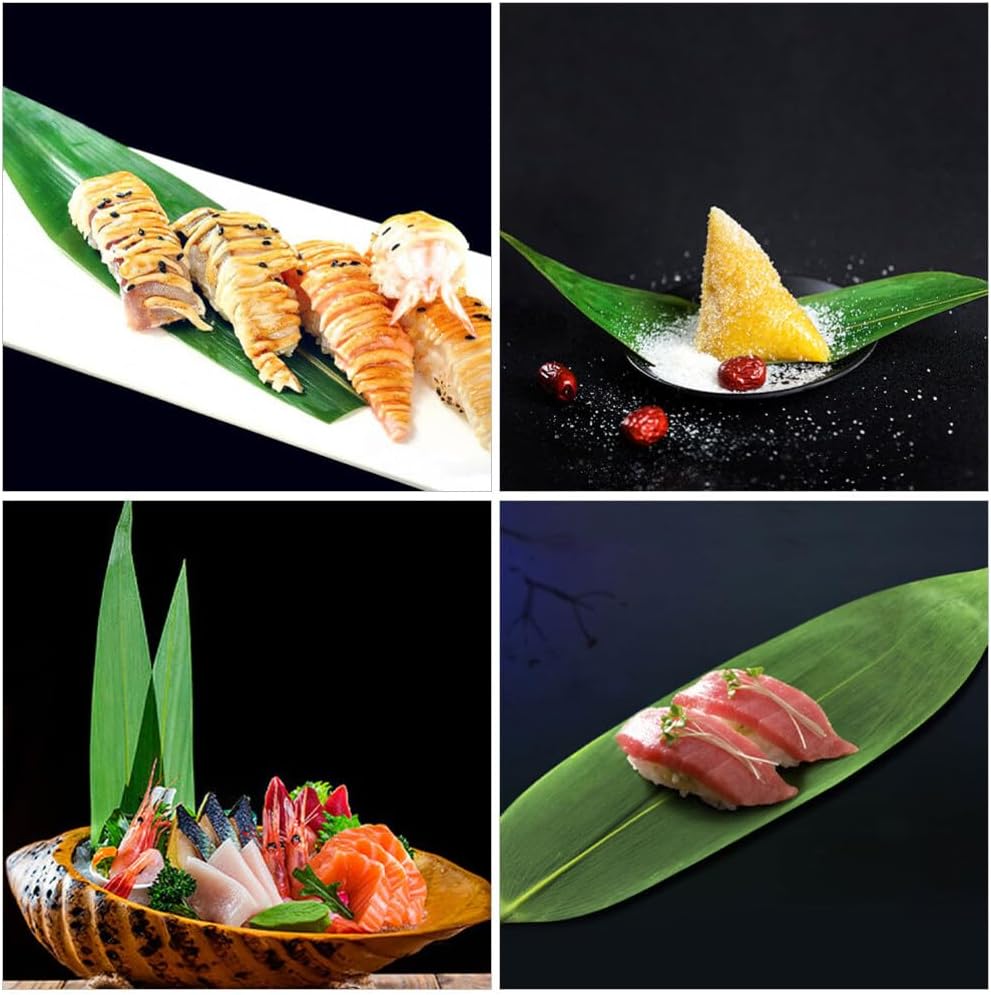 Alipis 100pcs Leaves for Sushi Dish Decoration Japanese Serving Mats Platter for Sashimi and Sushi Presentations
