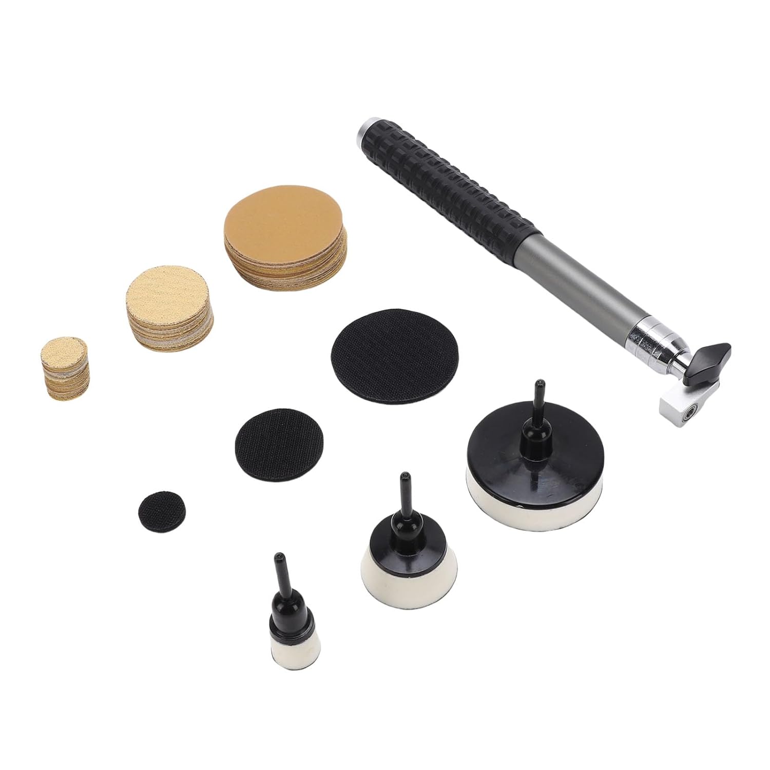 Hand Sanding Set Buffing Pads Sandpapers and Aluminum Alloy Handle for Polishing Finishing Woodworking Projects