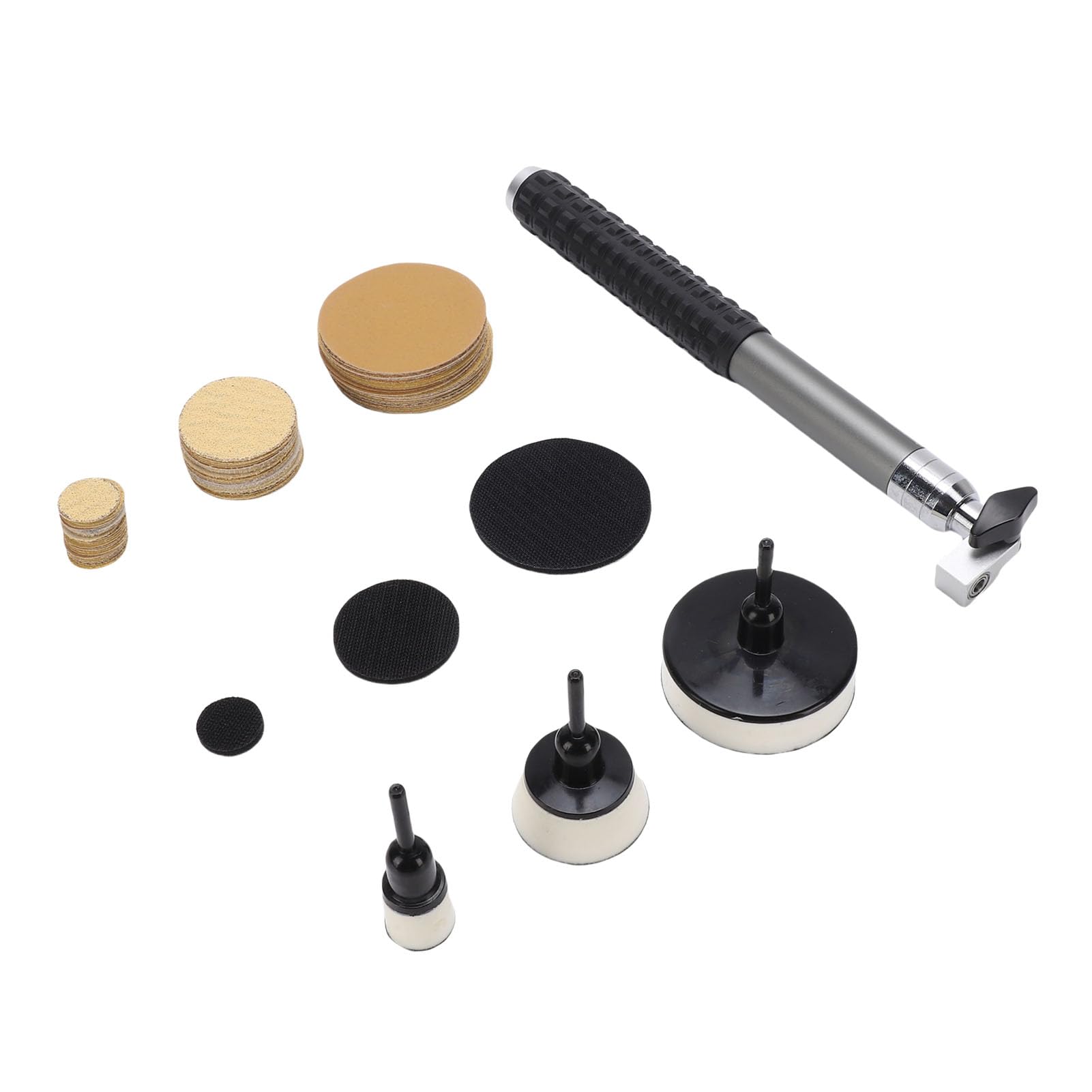Fabater Kit di utensili per levigatrice per tornitura del legno - Platorelli di supporto con 1" e 2", 75 dischi abrasivi,doppio cuscinetto,impugnatura in lega di alluminio