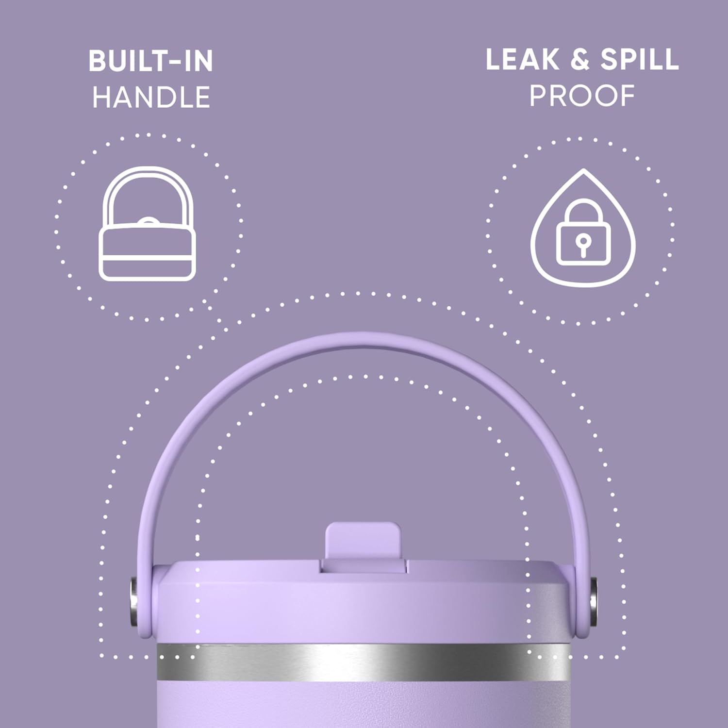 Hydrapeak Nomad 40 oz Tumbler with Handle and Straw Lid, Leakproof, Double Insulated, 40oz Cup Stainless Steel (Lavender) - Image 2