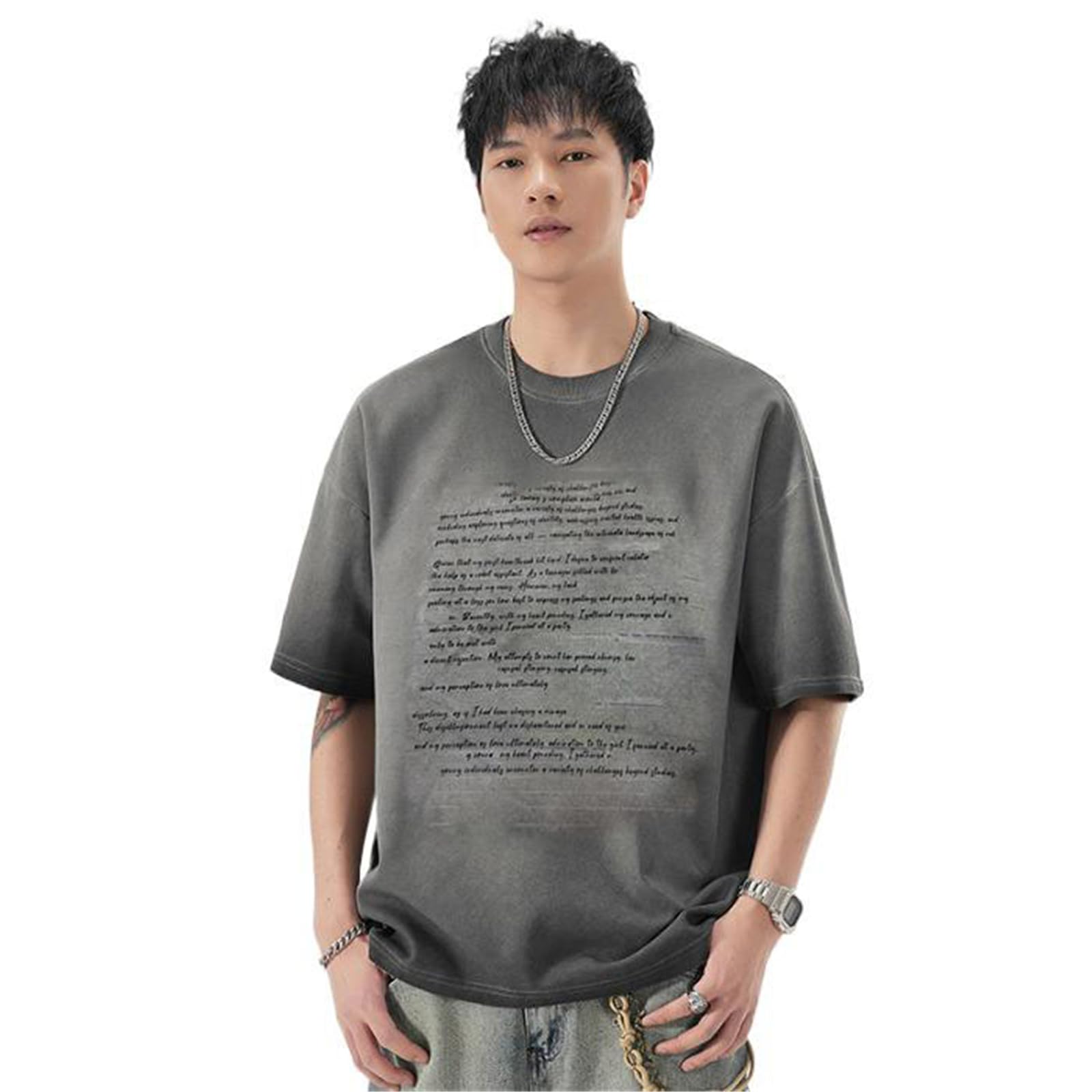 Herren T-Shirt Sommer Vintage Rundhals Bedruckt Casual Kurzarm Oberteil
